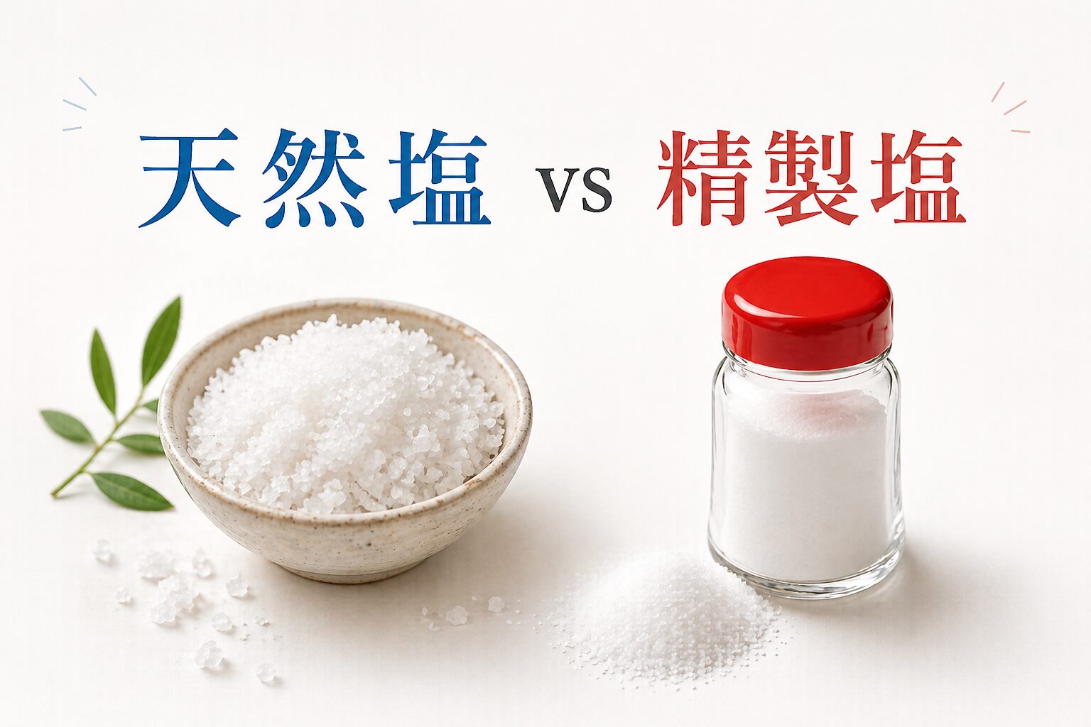 天然塩VS精製塩イメージ