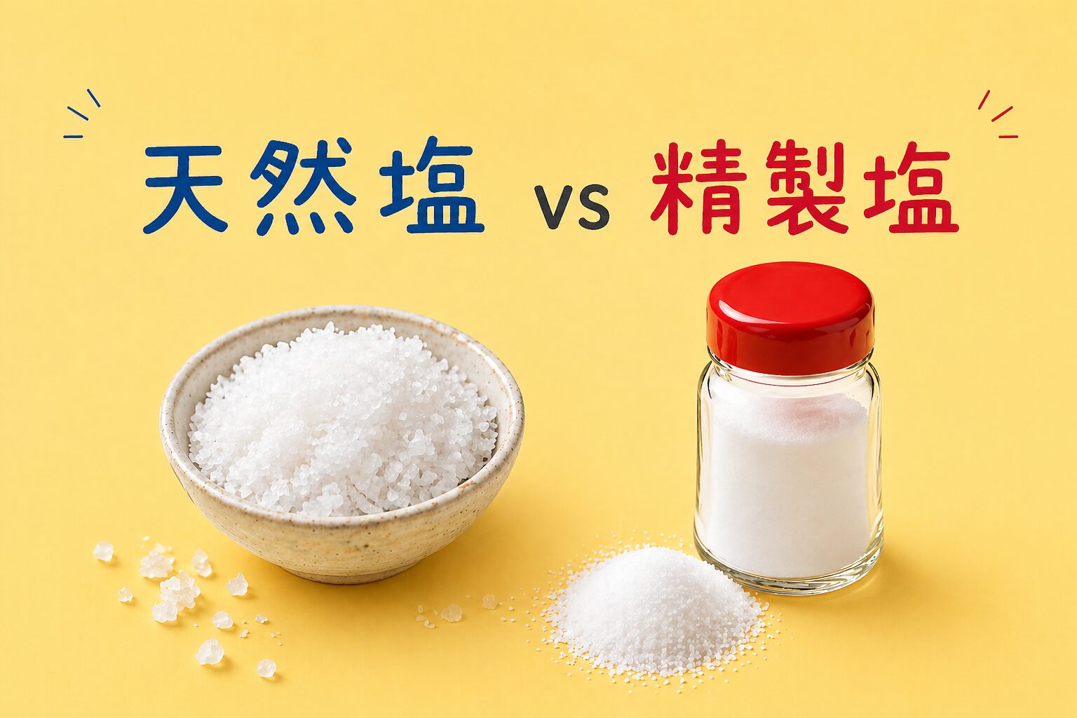天然塩VS精製塩イメージ
