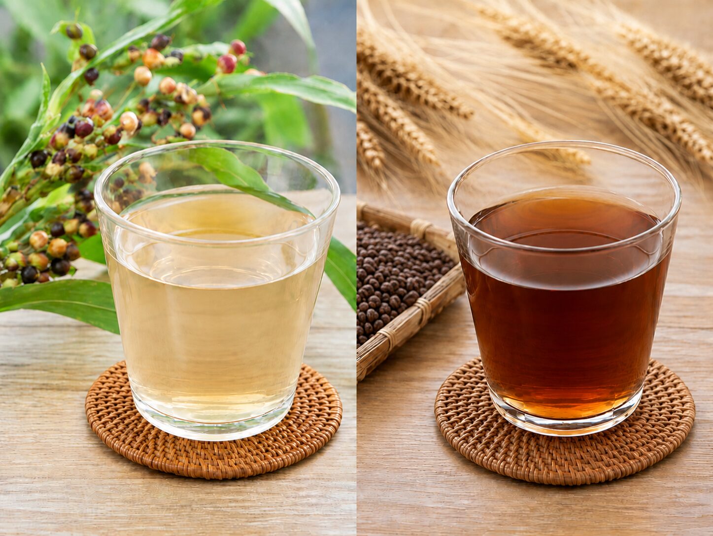 ハトムギ茶と麦茶の比較写真